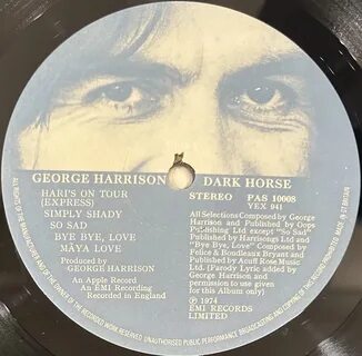 Купить виниловую пластинку George Harrison - Dark Horse (Англия 1974г.) в м...