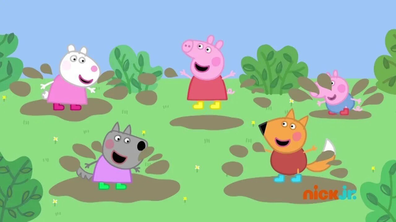 Пеппа лужа. Пеппа Muddy Puddles. Свинка Пеппа прыгает в луже. Peppa Pig Muddy Puddles. Peppa jumping in Muddy Puddles.