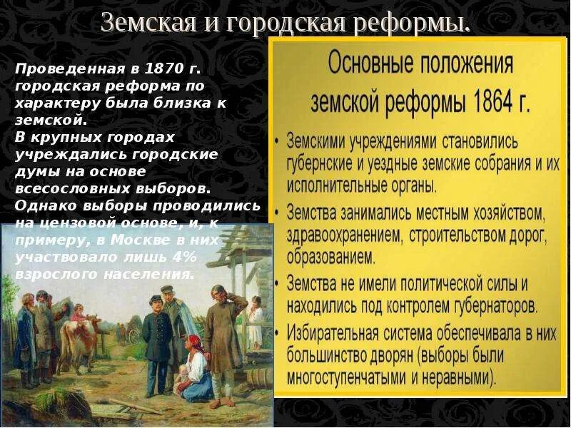 Основные положения земской реформы 1864.