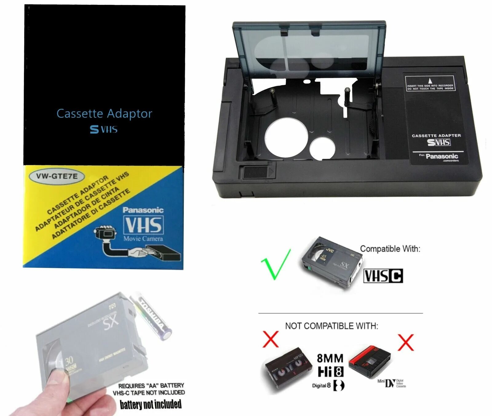 Переходник vhs. Адаптер vhs-c panasonic. адаптер panasonic vhs-c to vhs. адаптеры видеосети - 8 мм, vhs-c, minidv, micromv. адаптер для видеокассет 8 мм panasonic.
