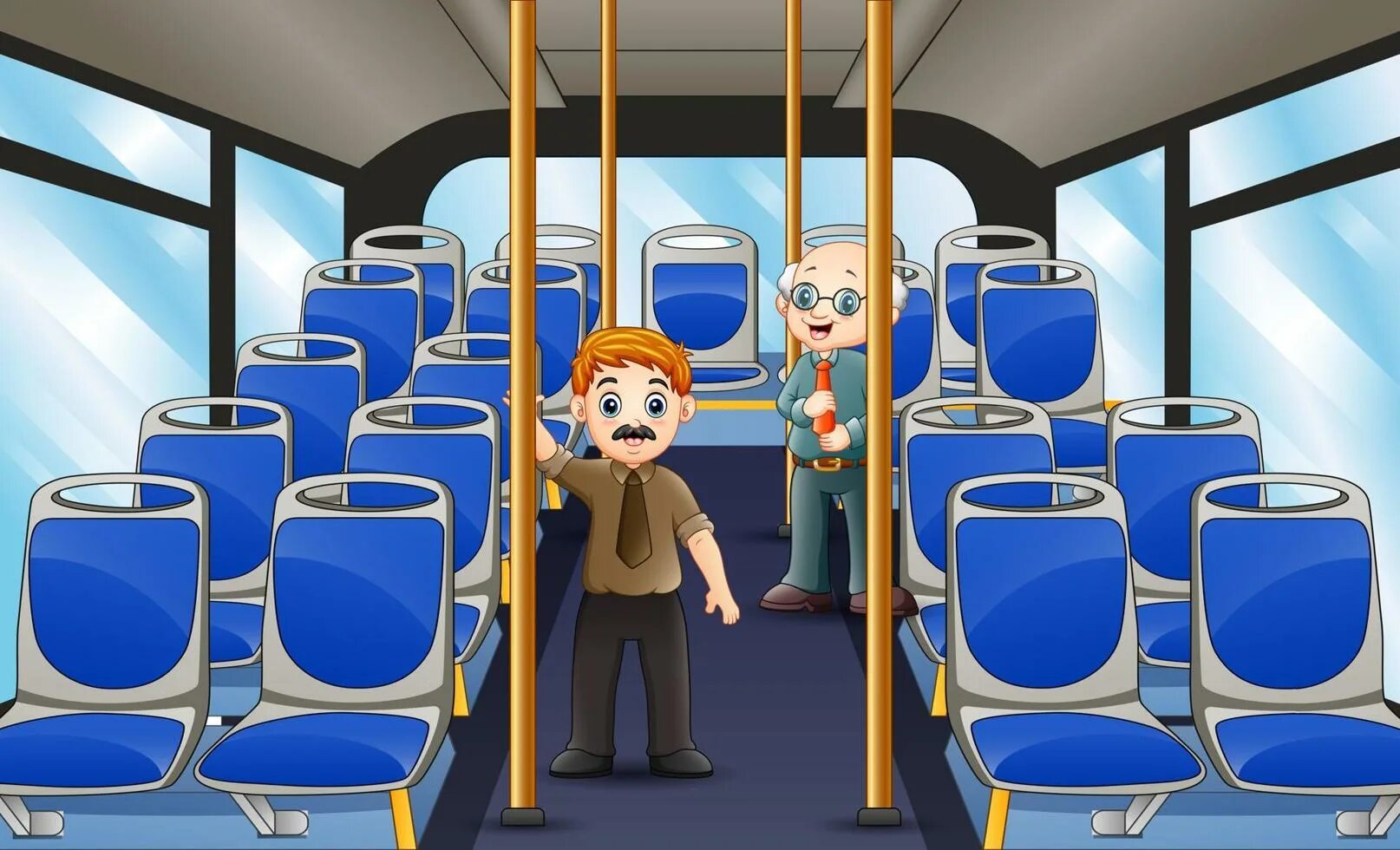 They go to work by bus. Bus Seat vector. Go to work by Bus. Go to School by Bus. Bus inside Art.