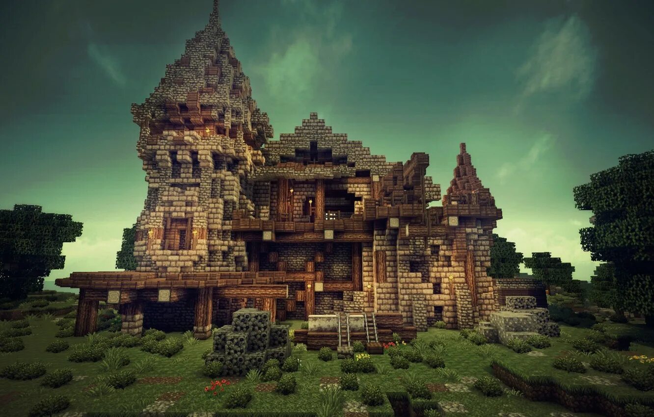 Фото майнкрафт. Minecraft. Красивые средневековые постройки. Красивые постройки. Красивый средневековый дом.