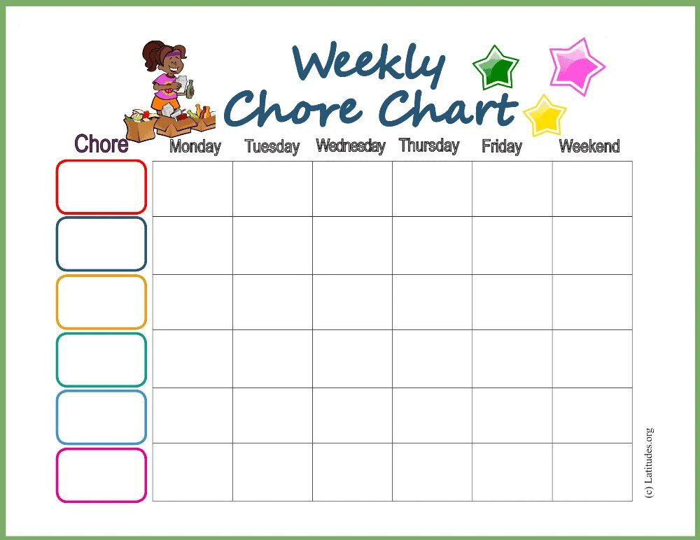 Weekly Chore Chart. My Chore Chart. Chores. Daily Chores.