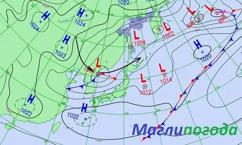 Японская карта погоды для моряков