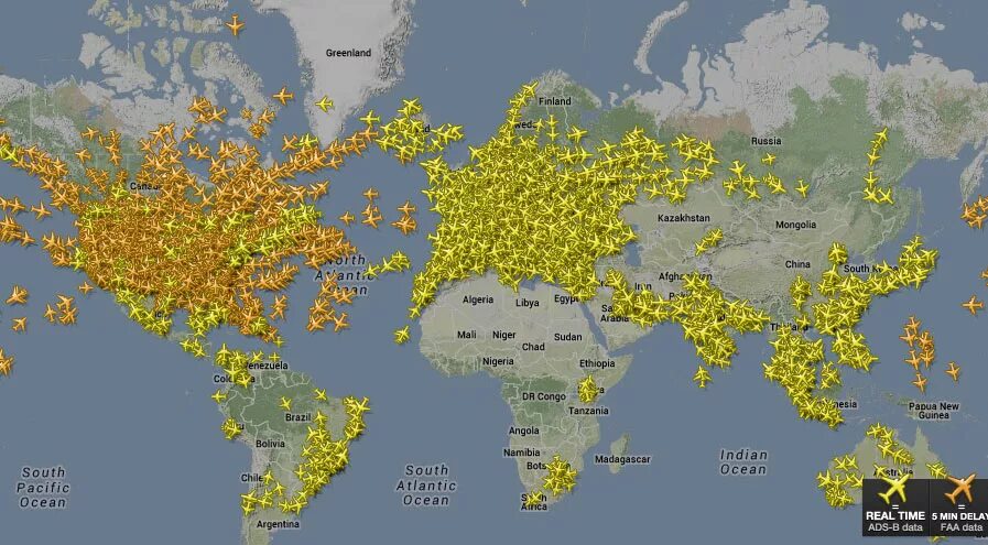 Движение полетов в реальном времени