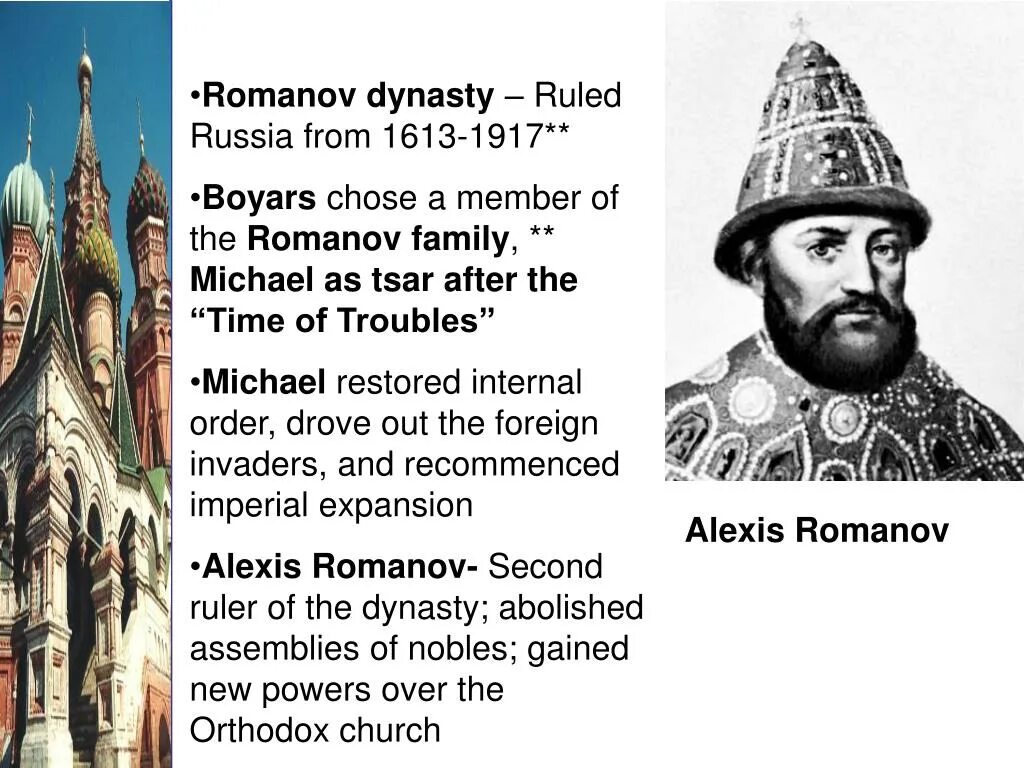 Alexis Romanov. Timeline Rulers of Russia. Important Rulers of Russia. Russia was ruled