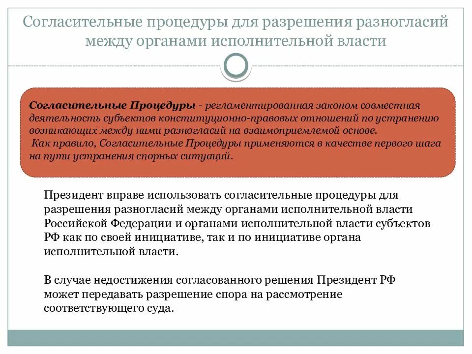Споры между федеральными органами государственной власти. Согласительные процедуры. Согласительные процедуры в Законодательном процессе. Согласительные процедуры примеры. Порядок разрешения разногласий..