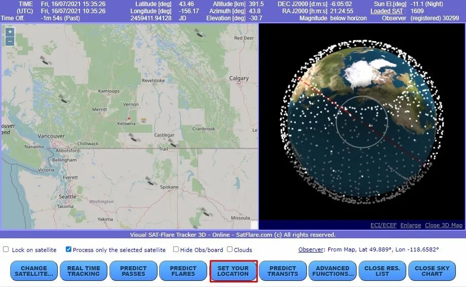 Карта спутников. Карта спутников Starlink.