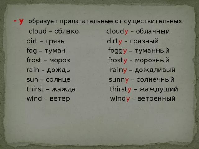 Как образовать прилагательное в английском. Образование прилагательных от существительных в английском языке. Прилагательные от существительных. Образование прилагательных в английском. Образование приогаельніх в английском.