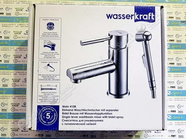 Wasserkraft main. Смеситель для раковины с гигиеническим душем WASSERKRAFT main (4108). Смеситель высокий Вассер крафт 4103. Кран белый для раковины в ванную Wasser Kraft. Вассер крафт золотой для раковины.