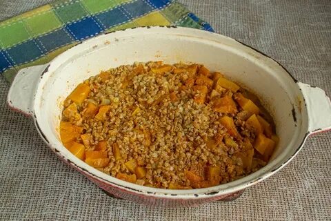 Тыква запеченная с гречкой