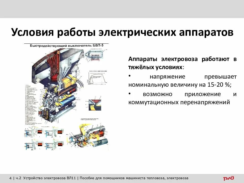 Электрические аппараты электровоза. Быстродействующий выключатель БВП-5. Назначение конструкция БВП-5. Классификация электрических аппаратов.