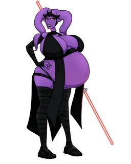 riddleaugust, sith, star wars, 1girls, alien, belly, big belly, big breasts...