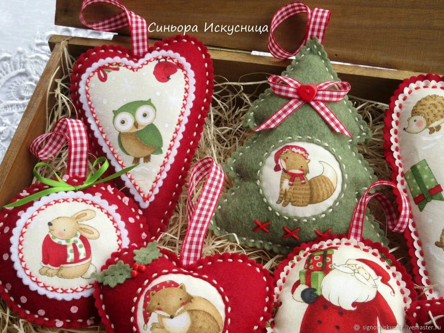Дружная игрушка. Керамические игрушки на елку. Набор игрушек ручной работы. Деревянные новогодние игрушки. Набор ёлочных игрушек.