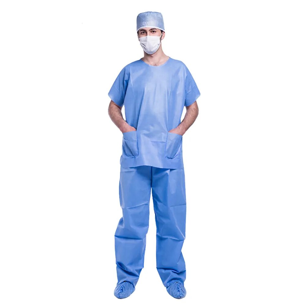 Одноразовый медицинский костюм. Комплект одежды хирургический одноразовый. Одежда хирурга. Хирургический костюм одноразовый стерильный.
