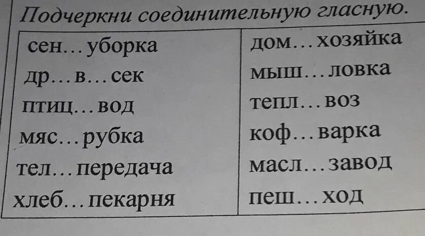 Подчеркни соединительные гласные. Подчеркни буквы соединительных гласных. Соед гласная как подчеркнуть. Как подчеркивается соединительная гласная. Как подчеркивать соединительную гласную.