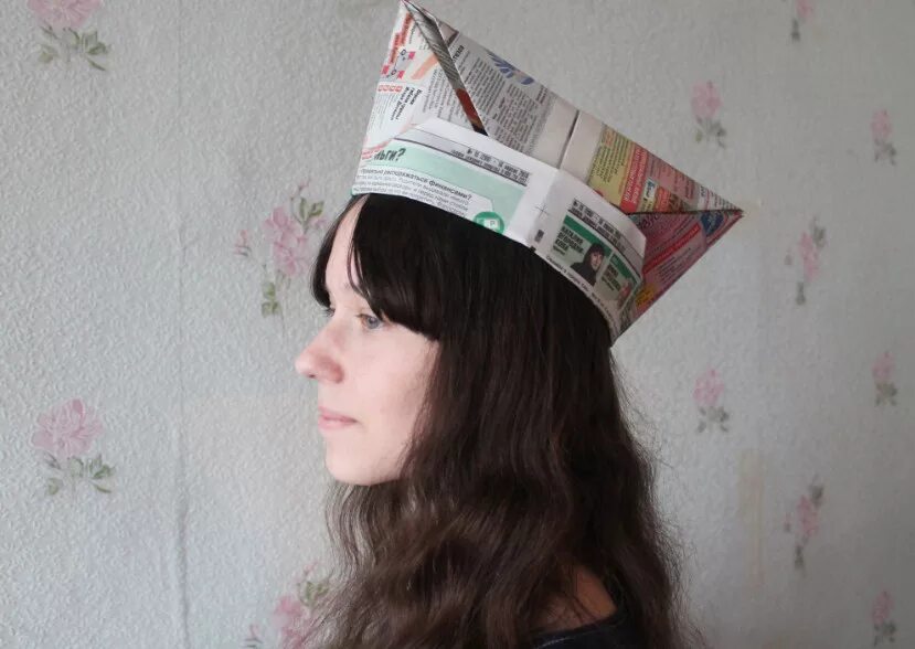 головной убор из газеты