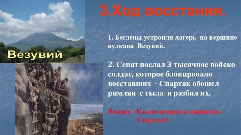 Где восставшие устроили лагерь восстание спартака. Восстание Спартака лагерь Везувий. Лагерь на вершине вулкана Везувий. Вулкан Везувий восстание Спартака.