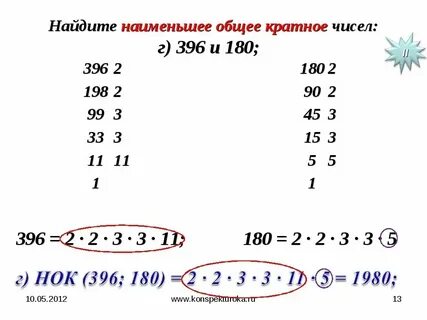 Наибольшее общее кратное 6 и 12