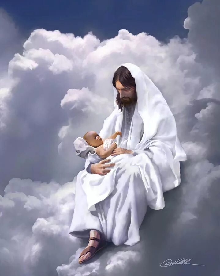 Боженька Иисус Христос с младенцем. Danny Hahlbohm. " Иисус. Бог и человек". ( Jesus).. Иисус Христос Утешитель.