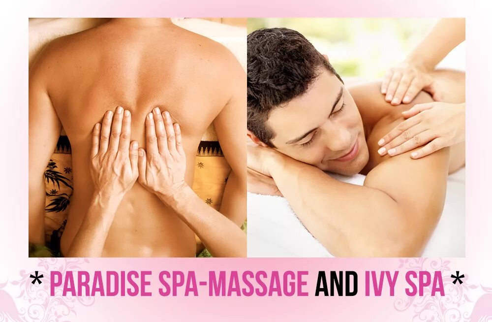 Angel massage. Рай спа. Los Angeles Masage. Спа Парадиз Подольск. Картинка с надписями массаж и Spa с мужчиной и женщиной и цветы.