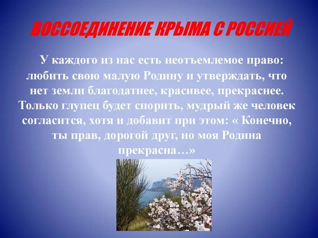 Цель воссоединение крыма с россией. Презентация на тему Крымская.