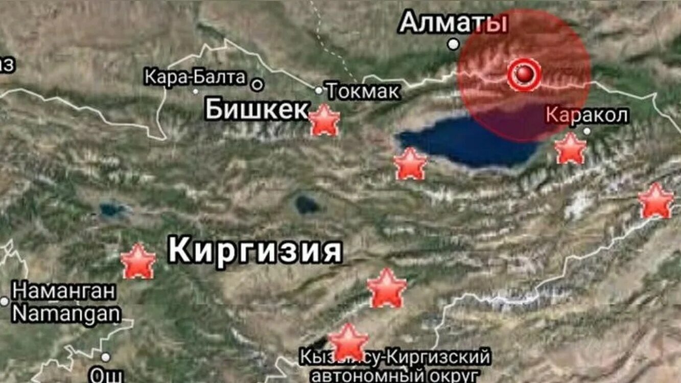 Эпицентр землетрясения в казахстане