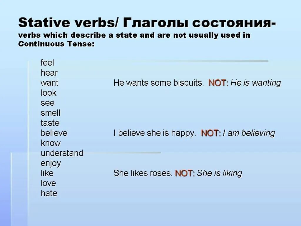 Non continuous verbs