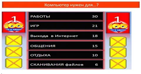 Вопрос ответ к игре 100 1