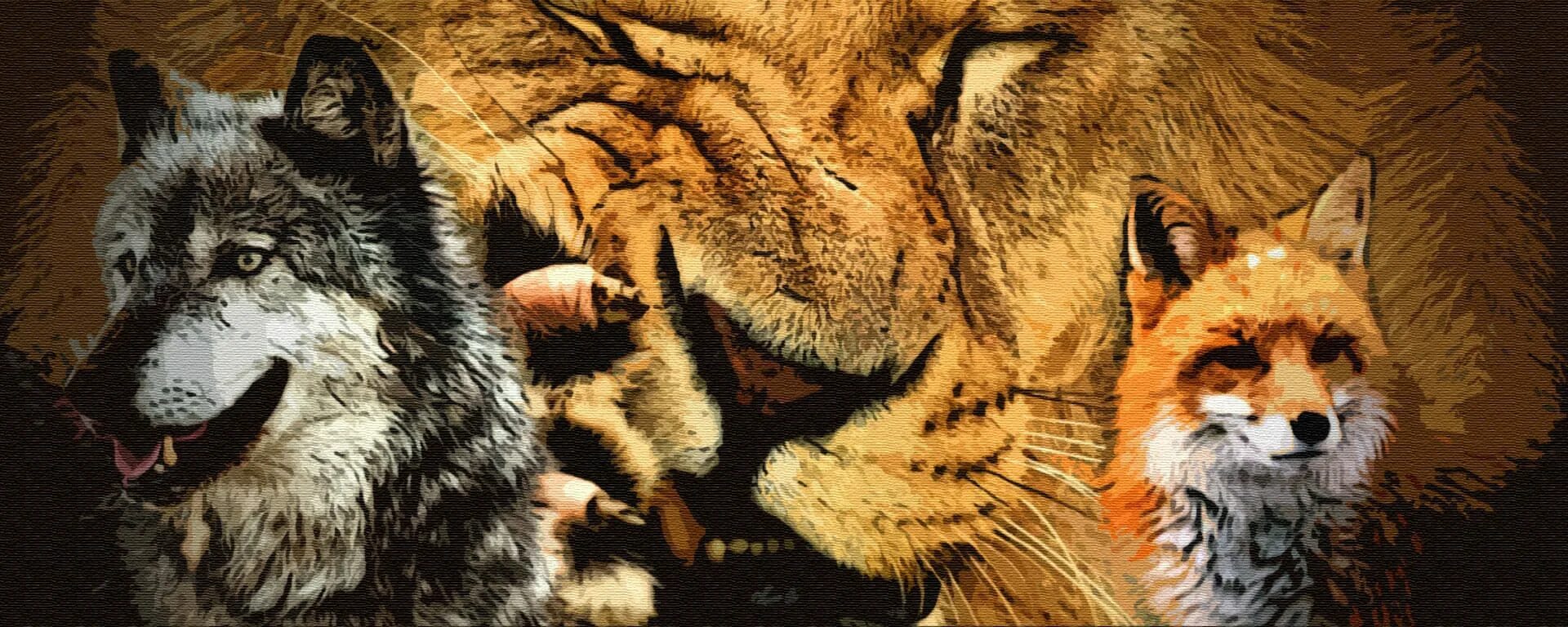 Лиса и лев сказка. Лев и лис азербайджанская народная сказка. Лисичка и тигр. Волк и лев вместе. Лев и лисица басня.