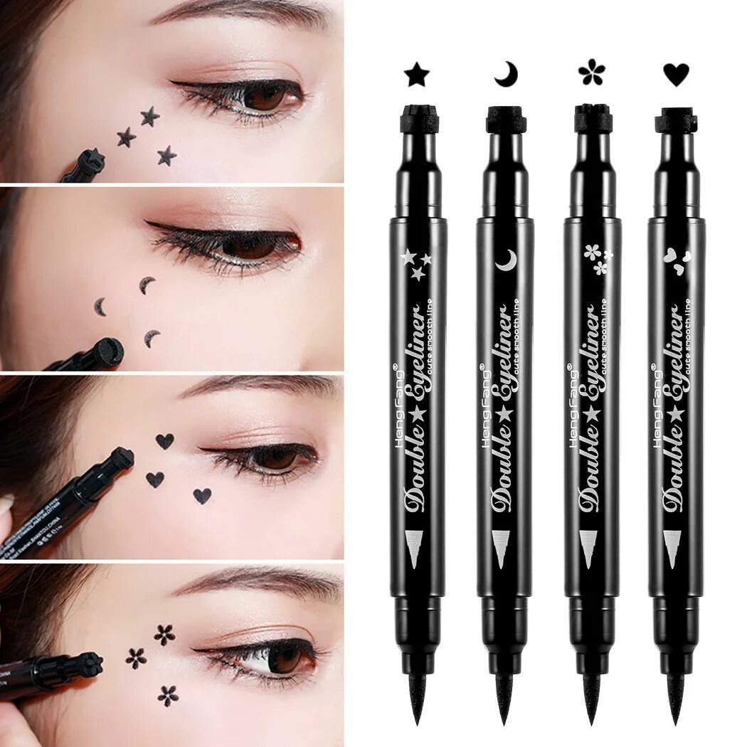 Подводка фломастер для глаз Tattoo Waterproof Eyeliner. Подводка-маркер + штампик звезда mb008-3 Farres. Подводка - маркер Farres mb008-1 + штампик сердце "Eyeliner&stamp", черн.. Подводка AIYI Tattoo Seal Liquid Eyeliner Pen.