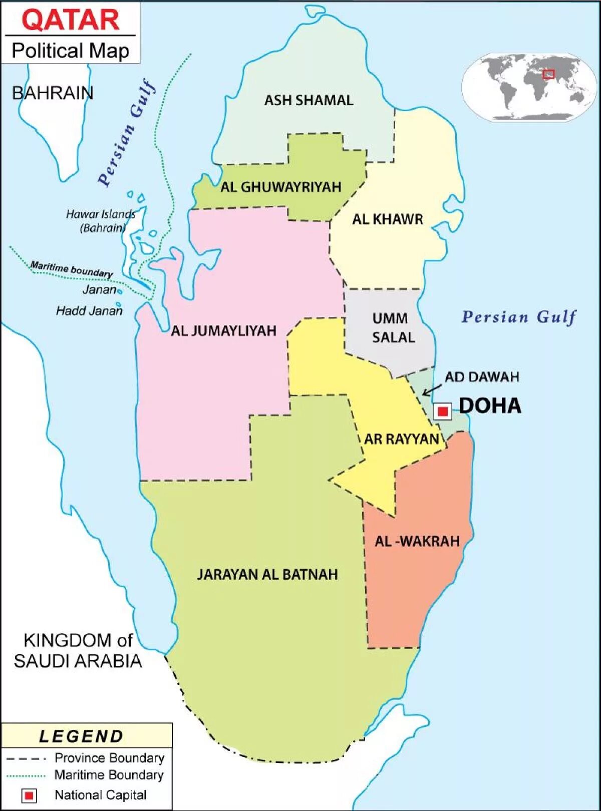 Страна доха где находится. Государство Катар на карте. Катар политическая карта. Административная карта Катара. Карта Катара на карте.
