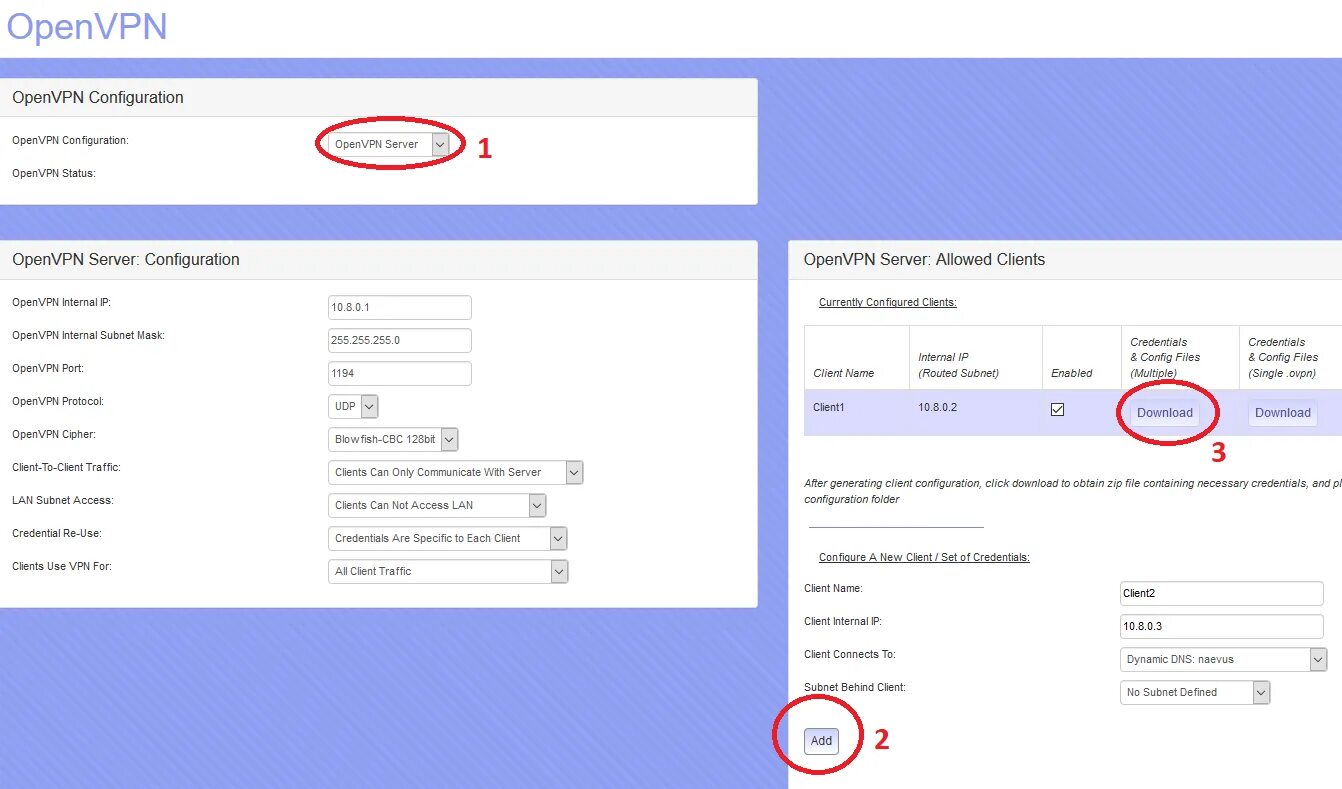 Client config