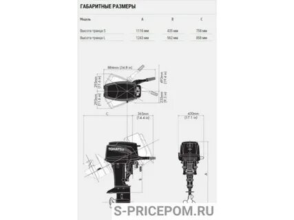 Размеры лодочного мотора 9.8