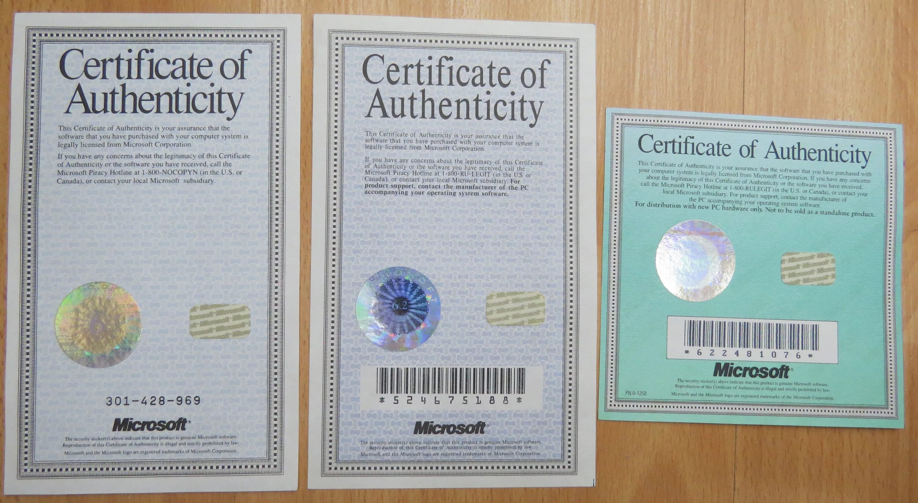 Software certificates