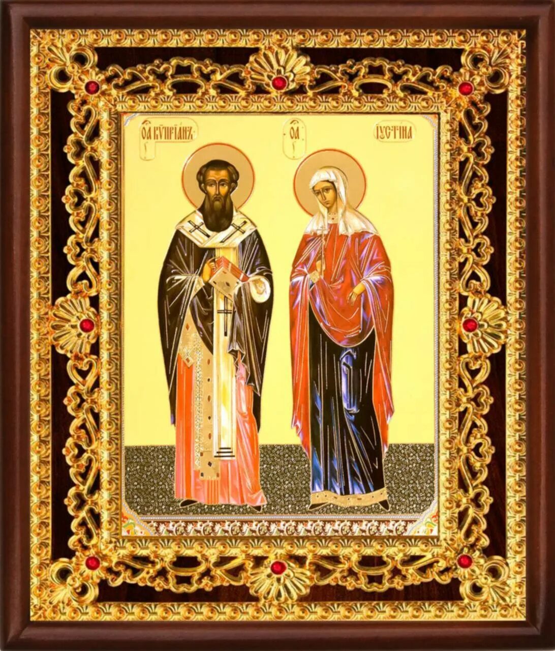 Святые Киприан и Иустина икона. Святой Священномученик Киприан и Святая мученица Иустина.