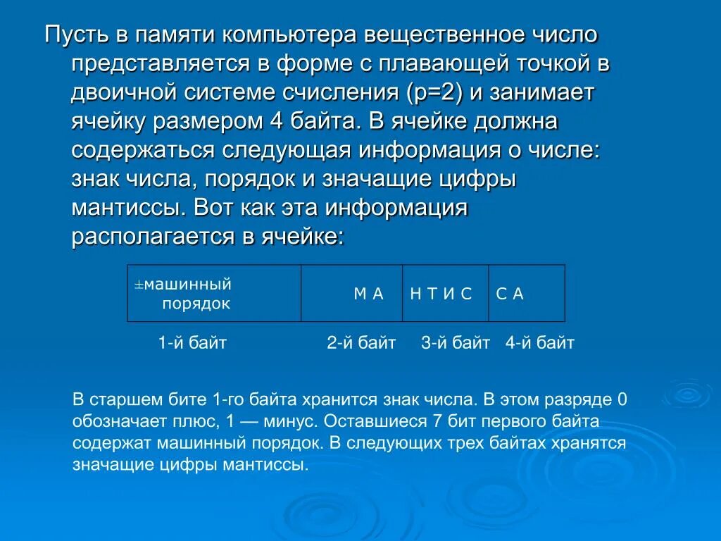 Вещественные цифры. Числа с плавающей точкой в памяти компьютера. Числа с плавающей точкой Мантисса порядок. Вещественное число с плавающей точкой. Мантисса вещественного числа с плавающей точкой\.