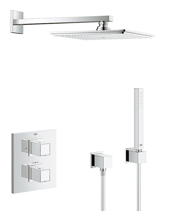 Grohe euphoria cube xxl system 230. Grohe cube душевые системы. 26087000 euphoria cube душевая система. Душ скрытого монтажа grohe cube. Накладная душевая система grohe черная.
