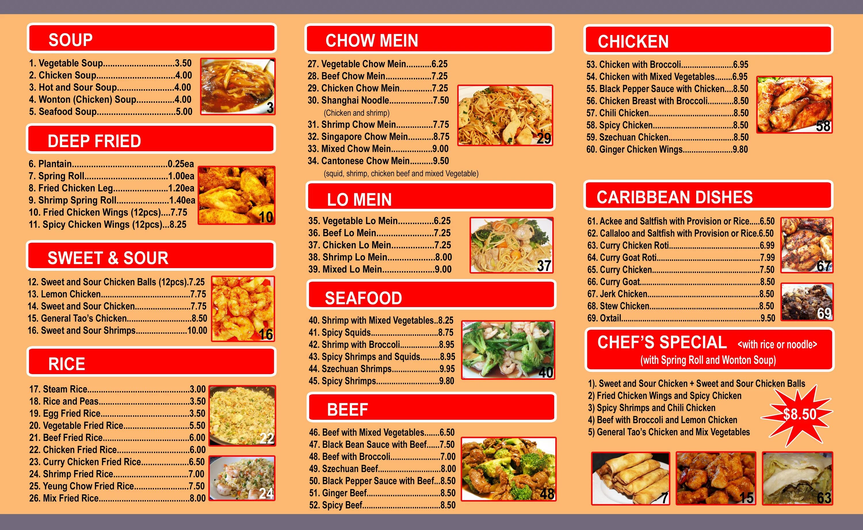 Menu in english