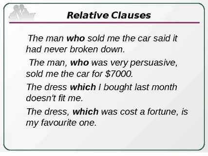 Defining non defining relative clauses exercises