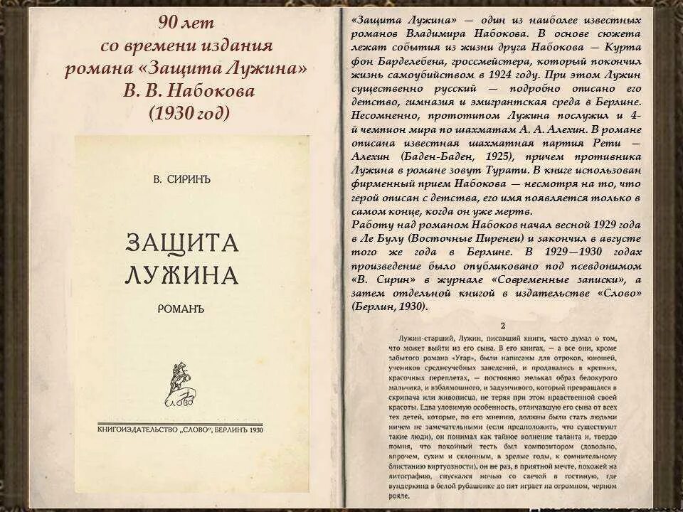 Набоков книга защита лужина. Защита Лужина о чем книга.