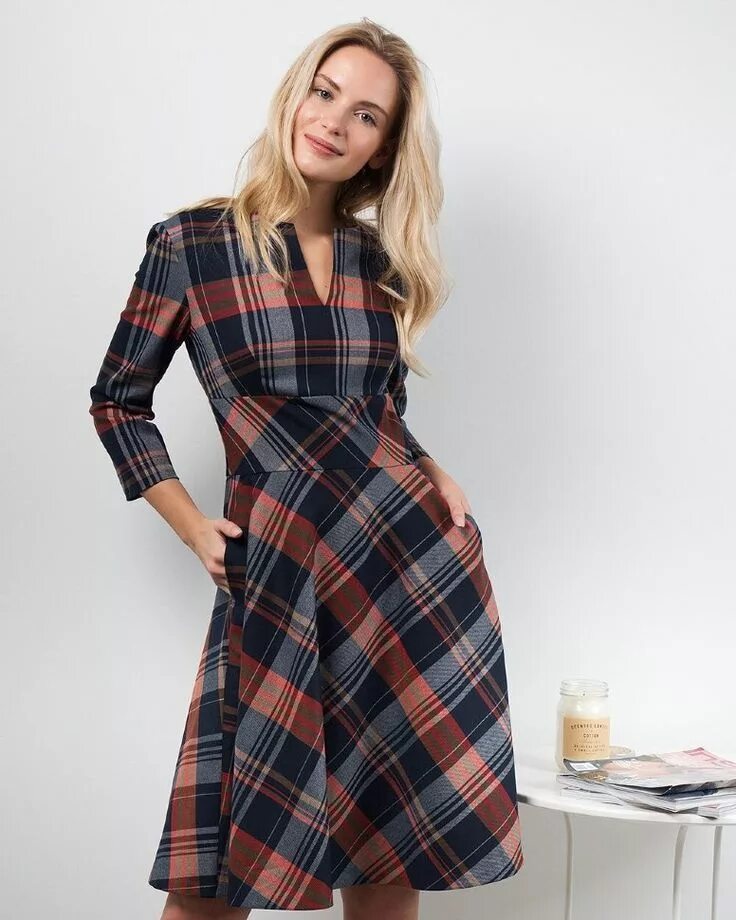 Shop Navy Plaid Print Belted High Low Dress online. SheIn offers Navy Plaid Prin