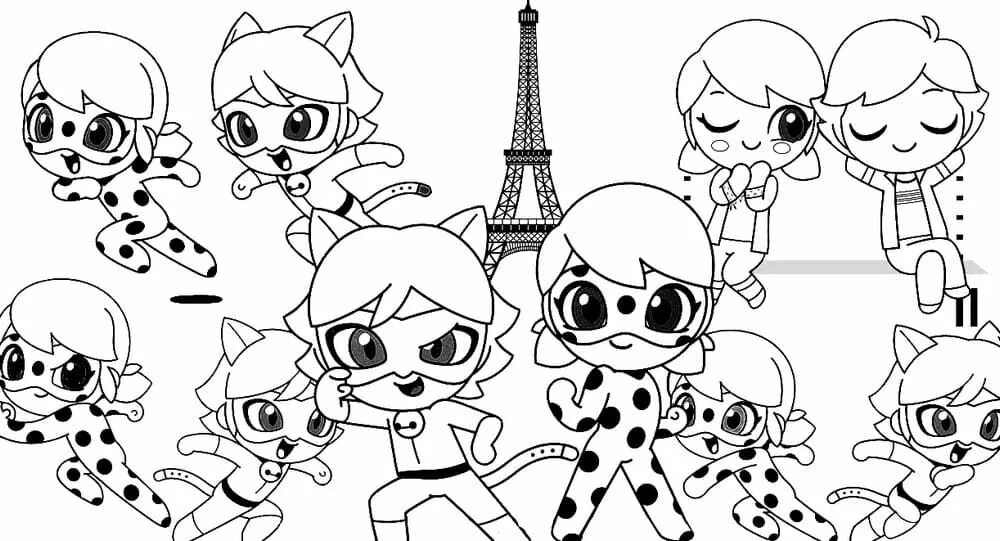 Ladybug and Cat Noir coloring pages. 140 printable Coloring pages Ladybug colori