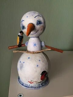Снеговик из папье маше своими