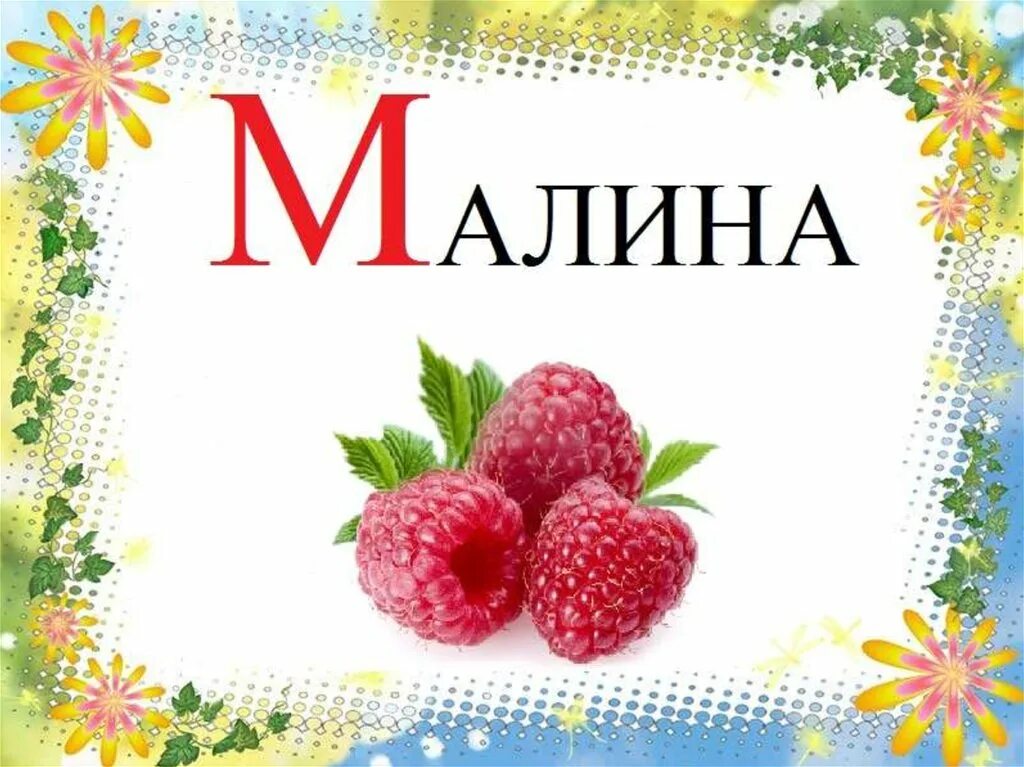 Буква м. Слова на букву м. Буква м малина. Буква м для детей.