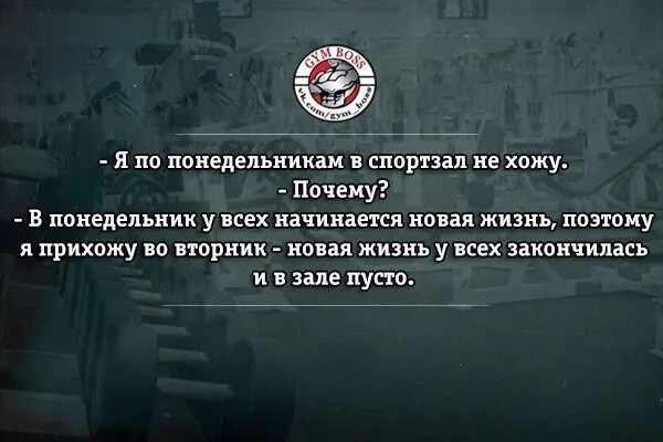 Всю неделю с понедельника в кинотеатре. Цитаты про зал. Новая жизнь с понедельника цитаты. Афоризмы про тренажерный зал. Цитаты про понедельник.