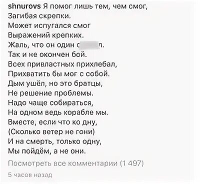 Шнуров тюль текст
