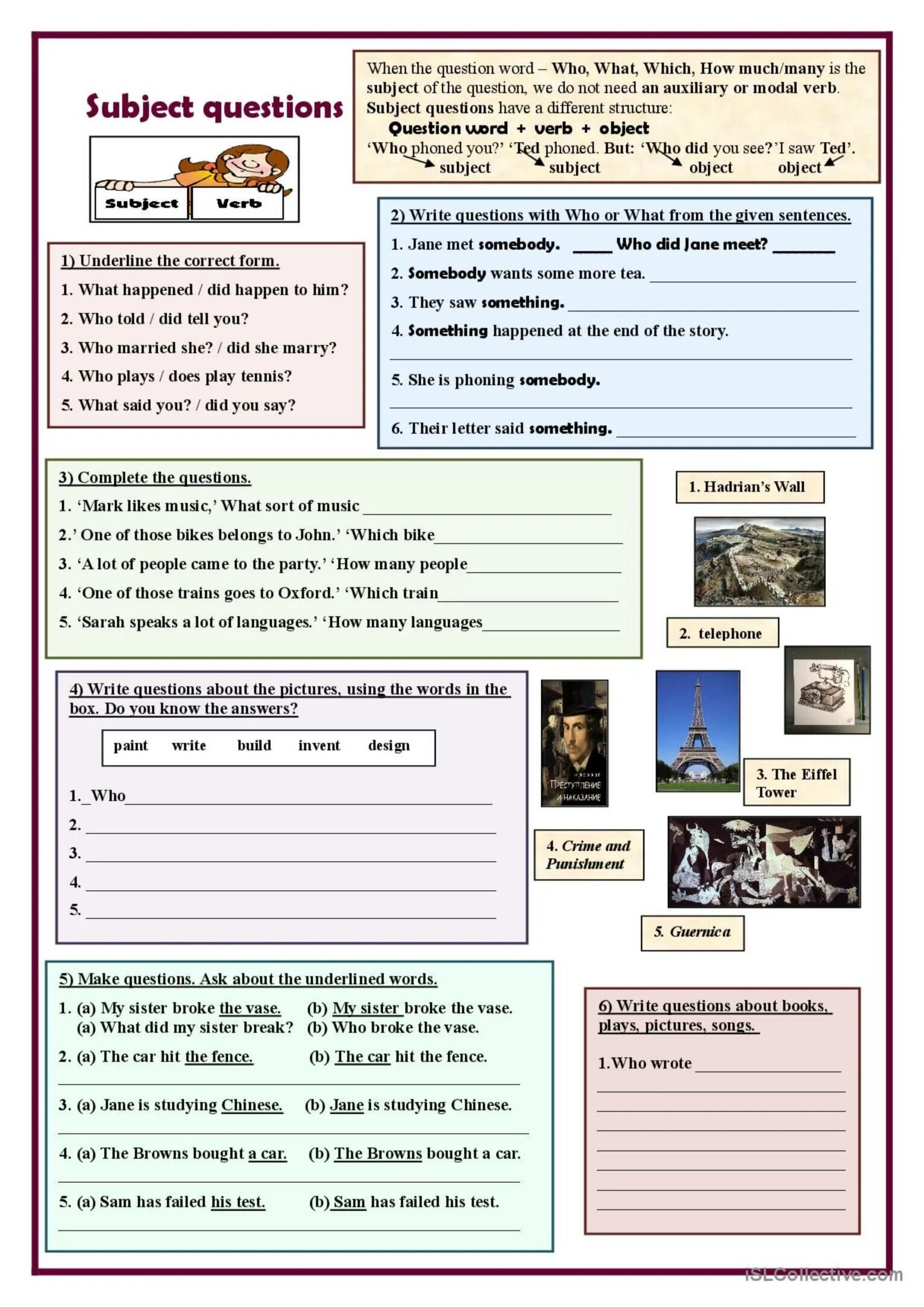 Object вопросы. Subject вопрос. subject questions в английском языке. subject question правило. subject and object questions worksheets.