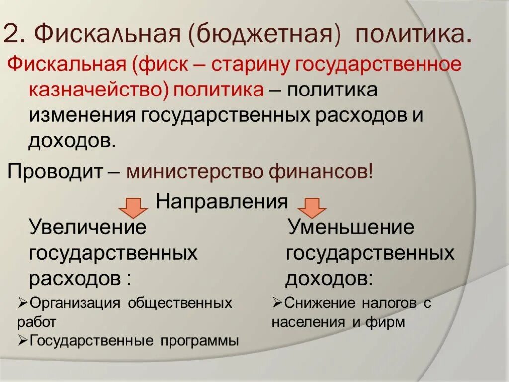 Направления политики государства примеры. Фискальная политика. Фискальная политика государства в экономике. Направления фискальной политики. Фискальная политика направления.