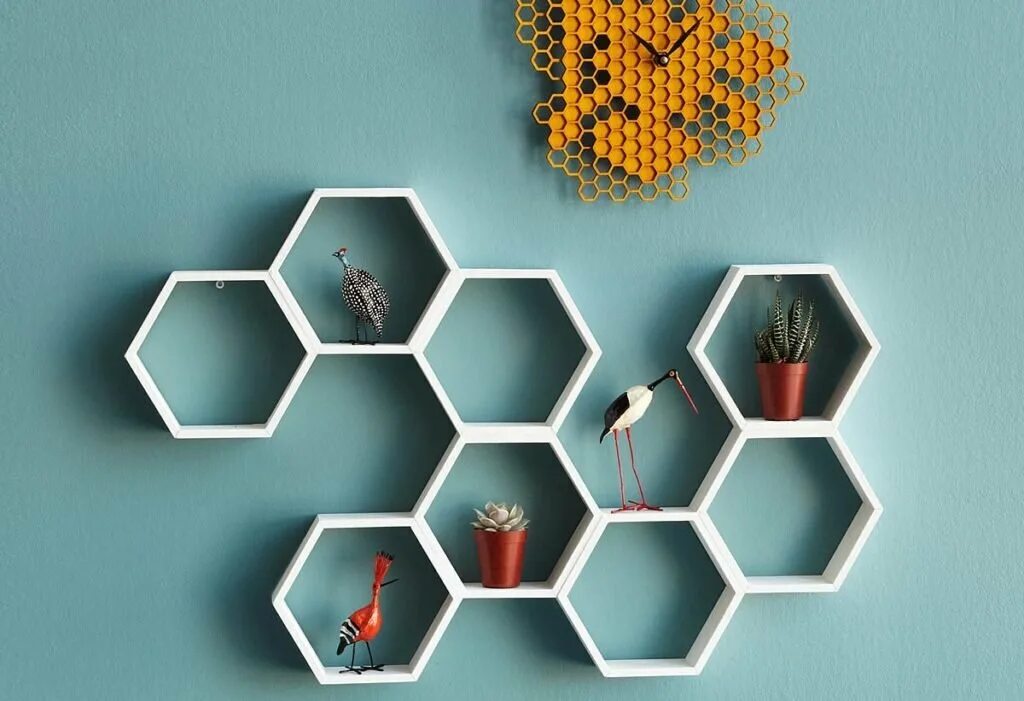 Полки соты на стену в интерьере T h e . K i t For nature and bee lovers this is a fantastic addition to our he